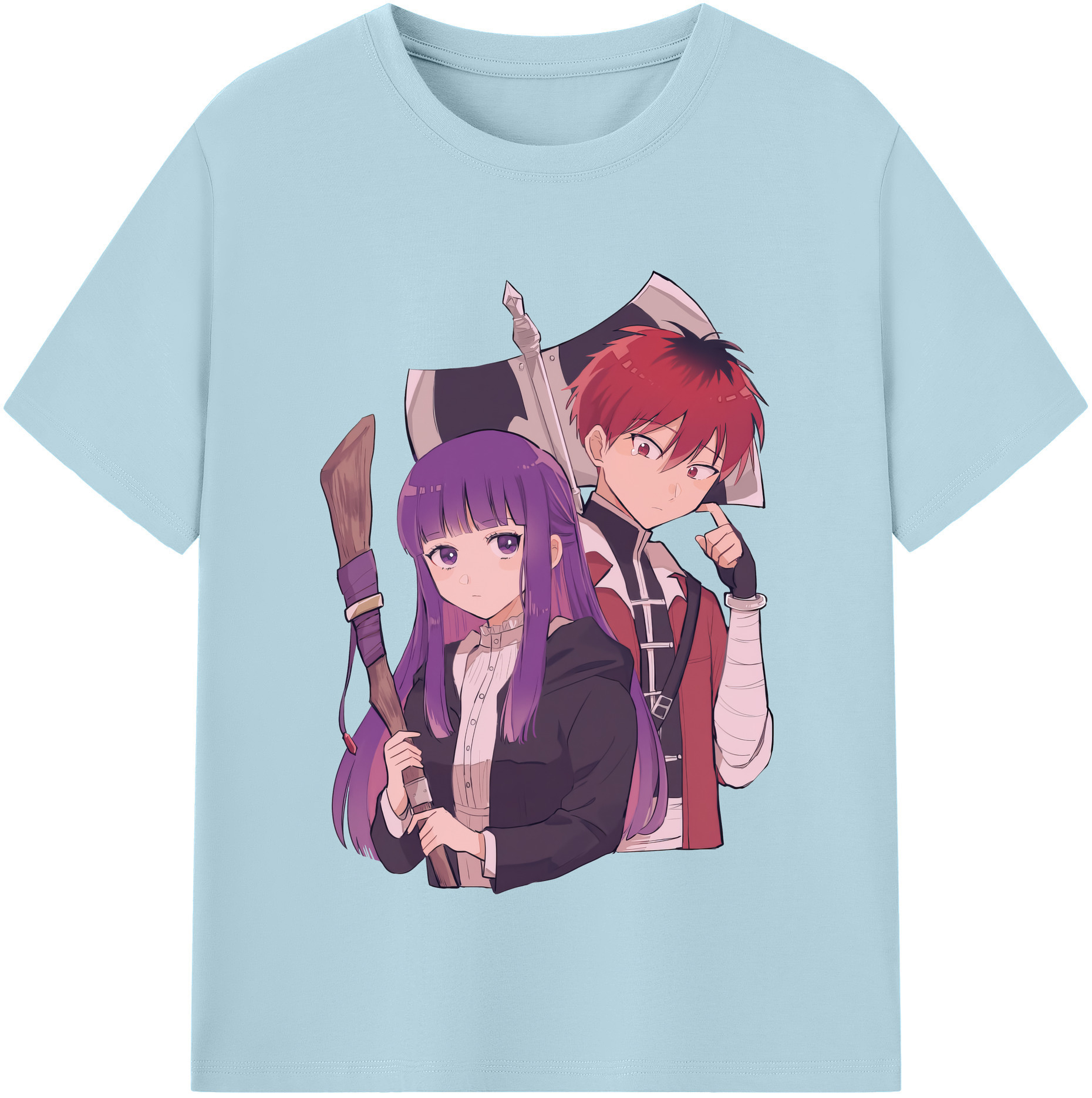 （画像用） 葬送のフリーレン Frieren 綿100％半袖Tシャツ（フロントプリント）